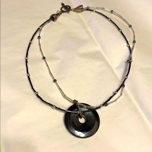 Hematite beaded necklace 16” very good condition
